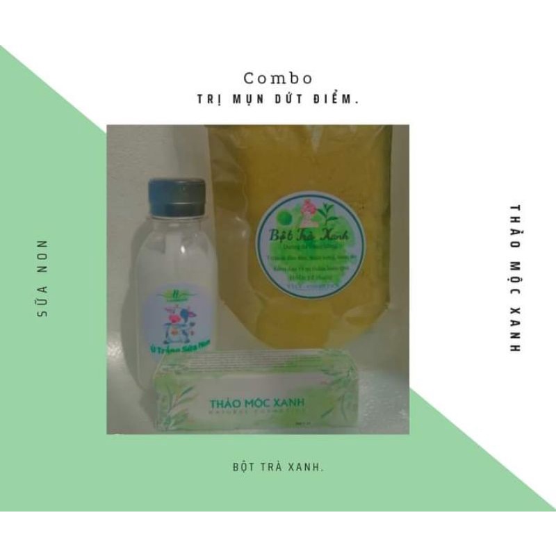 Combo bộ 3 Thảo mộc xanh (Trà xanh + sữa non + serum)