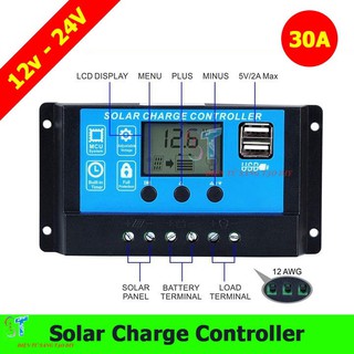 Bộ Điều Khiển Sạc Năng Lượng Mặt Trời Hiển Thị LCD 30A 12/24V