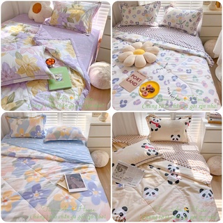 [Chăn Hè Chần Bông Cao Cấp] Bộ Chăn Ga Gối 100% COTTON 5 món - CHAT CHỌN MẪU