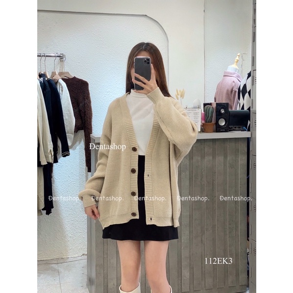 Áo khoác cadigan len tay bồng trơn 1 màu-112ek3- Đenta shop