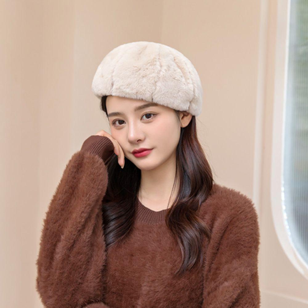 EUTUS Mũ Beret Lông Giả Kiểu Họa Sĩ Sang Trọng Cho Nữ