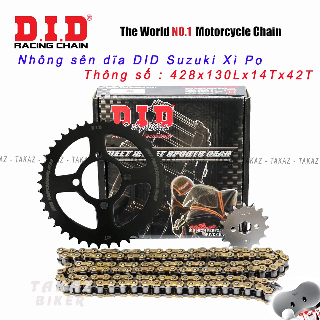 Nhông sên dĩa DID Suzuki Xì Po Sport ( Sên Vàng ) HDS 10 ly Thái Lan 100% ( dạng rời )