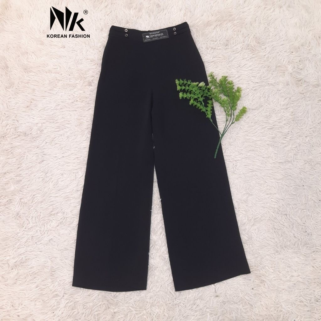 Quần Tây Nữ Công Sở NK FASHION Ống Rộng, Thiết Kế Cúc Sườn, Thanh Lịch, Nhẹ Nhàng NKQU2112006