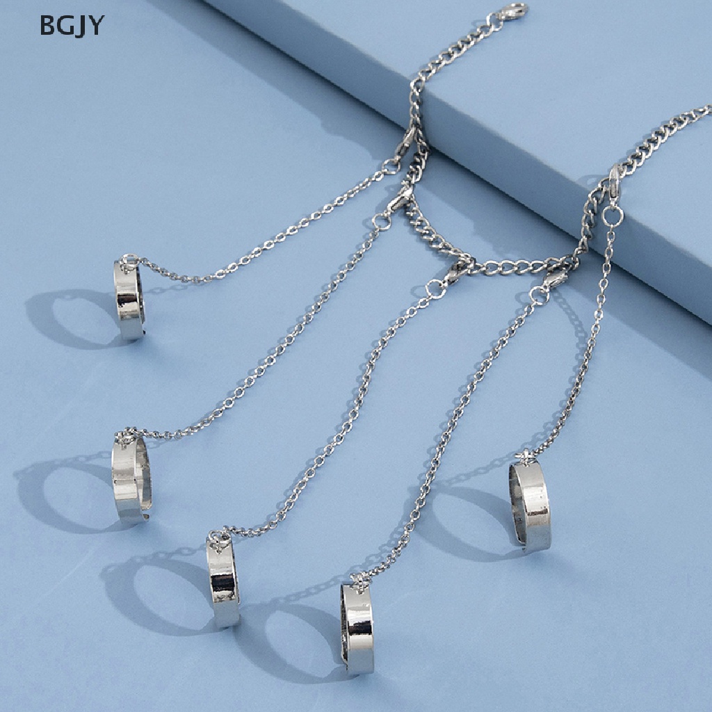 BGJY Punk Geometric Chain Wrist Bracelet For Women Men Ring Charm Set Couple Jewelry NEW