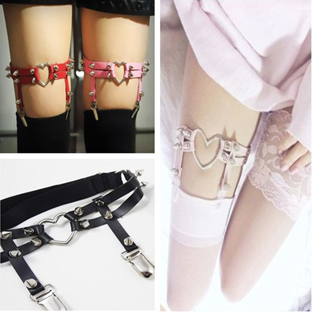 Dây đai garter đeo đùi có khóa và đinh tán phong cách punk gợi cảm free size nhiều màu cho nữ