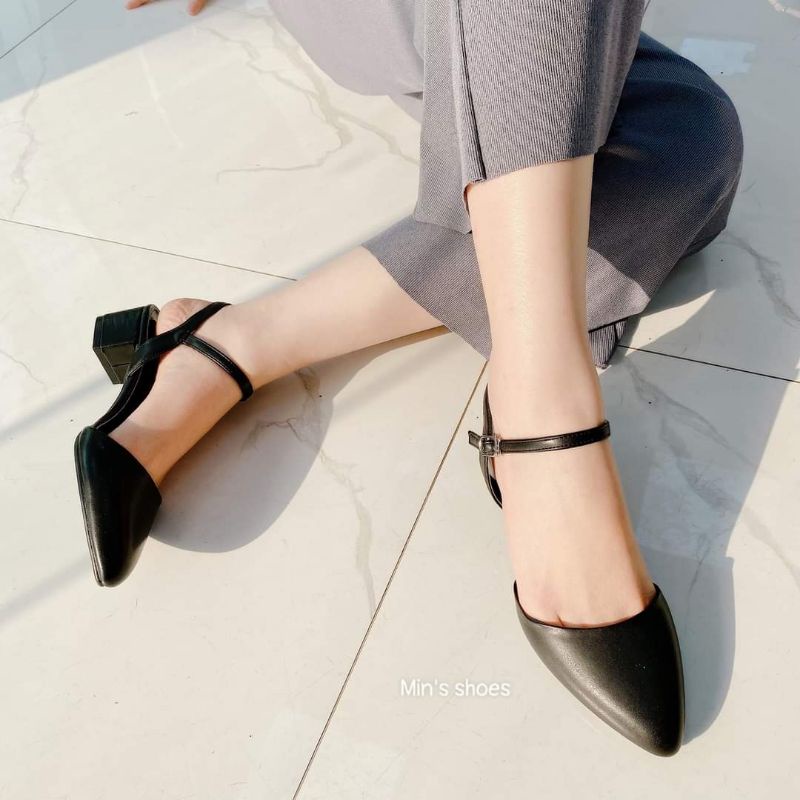 Giày big size mũi nhọn hậu hở, đế 3 phân gót vuông big size ngoại cỡ SDMGN-HV