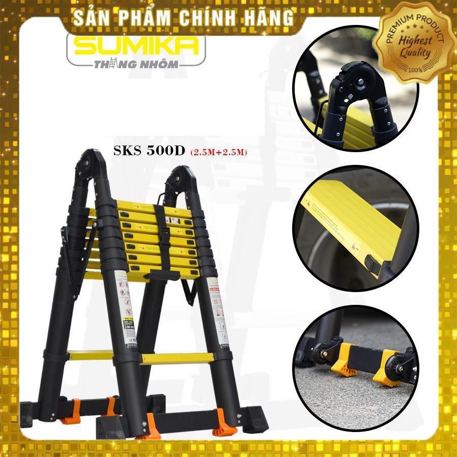 Giảm giá sốc Thang nhôm rút Chữ A Nhật Bản_Sơn tĩnh điện - Chiều cao chữ A 2M5 - BH Chính Hãng