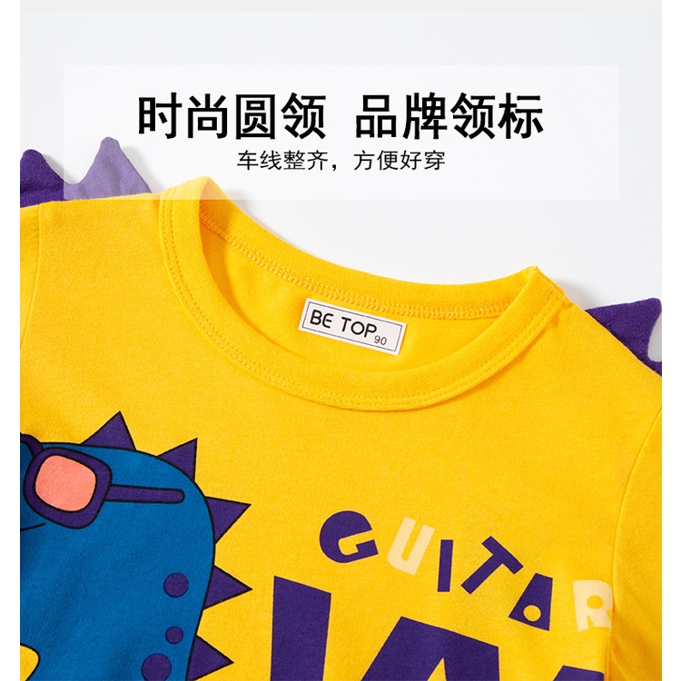 Áo Thun Dệt Kim Tay Ngắn In Hình Khủng Long Thời Trang Mới Cho Bé Trai