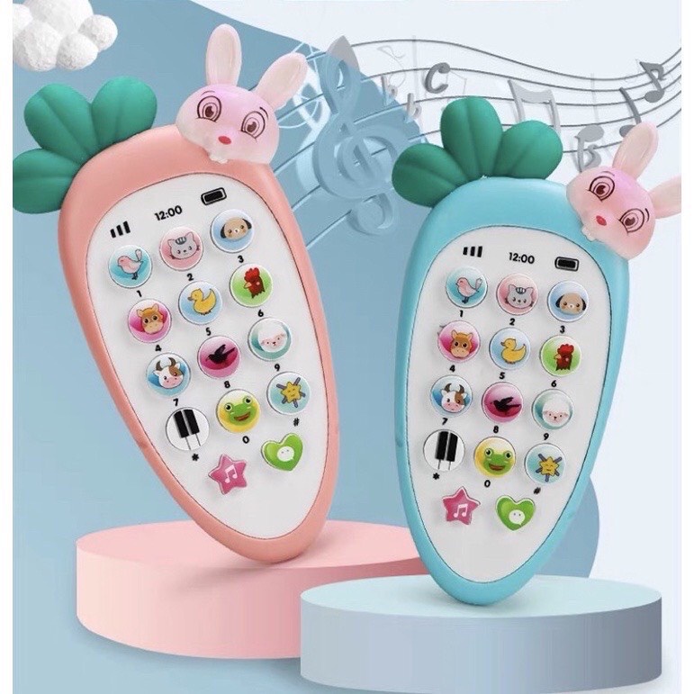 Điện thoại cà rốt-củ cải-thỏ đáng yêu phát nhạc cho bé-Đồ chơi thông minh-phát triển IQ,EQ