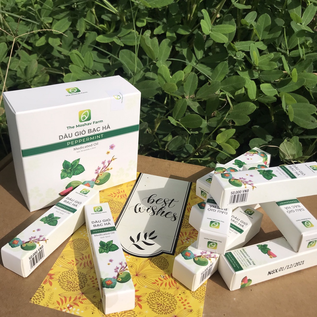 Dầu Gió Bạc Hà Thiên Nhiên The Moshav Farm -Thơm Mát Thông Mũi Xua Côn Trùng-Chai Xịt 5ml