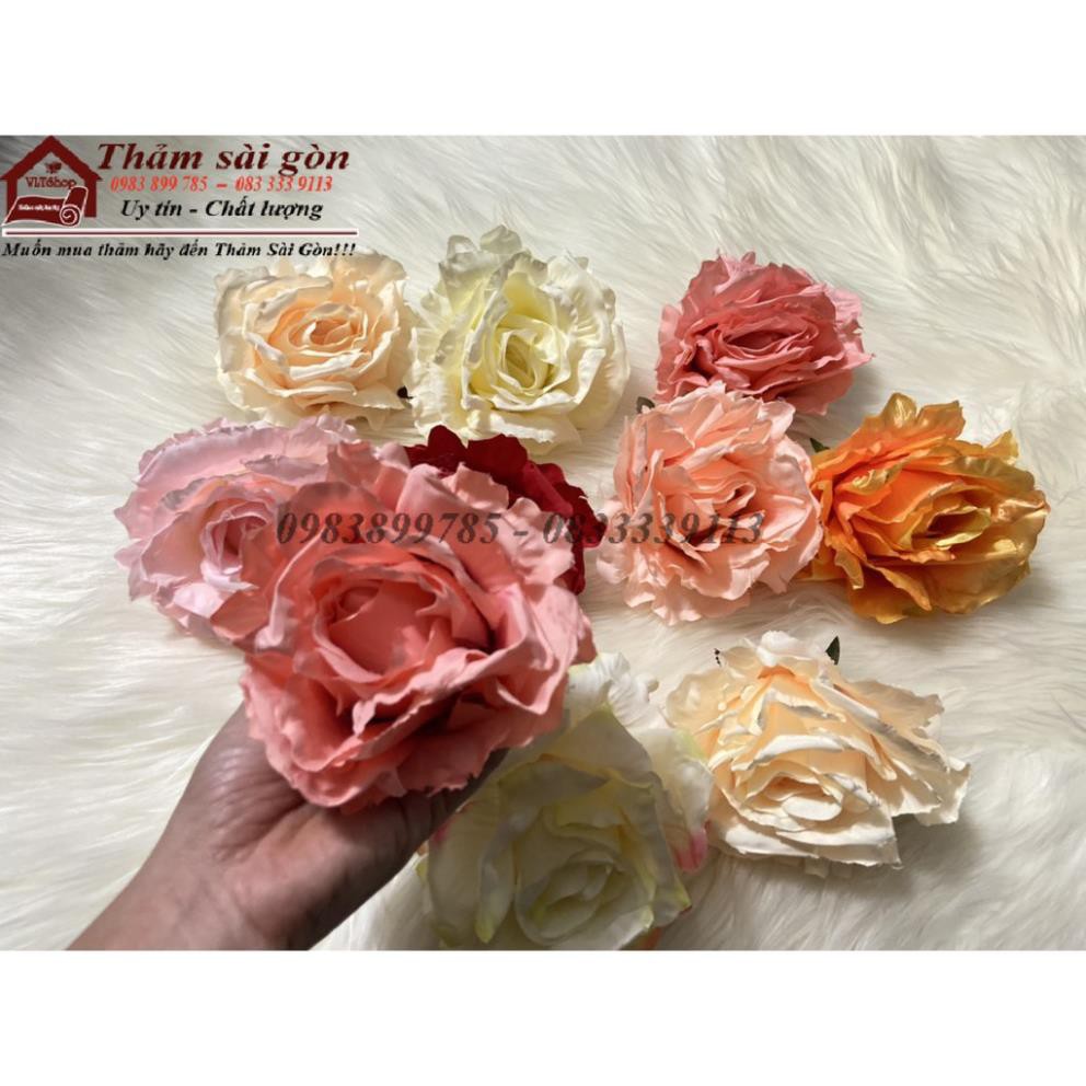 Đầu bông hoa hồng đại size khủng 14cm - hoa giả