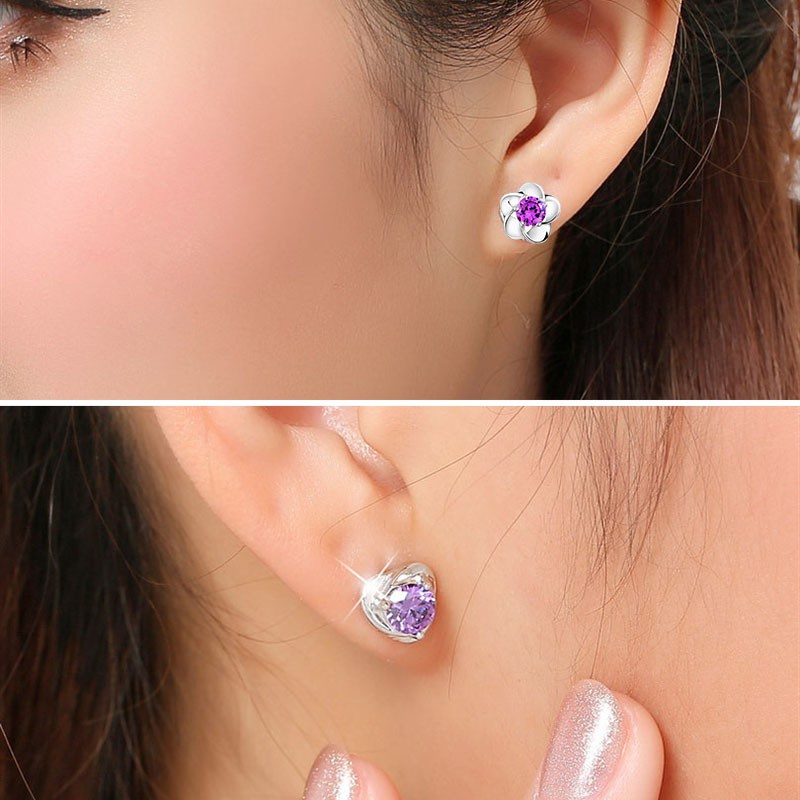 Khuyên Tai 925 Mạ Bạc Chống Dị Ứng Nhiều Mẫu Mã Style Hàn Quốc Bông Tai Thời Trang