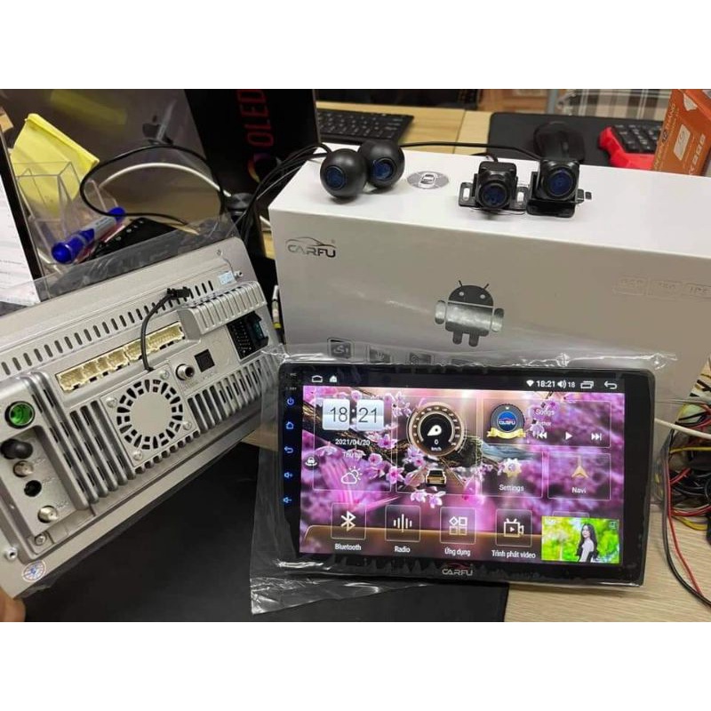 Màn hình Android Carfu G200s liền Cam 360 toàn cảnh Sony 225 full hd Ram 3gb/32gb chip 8x 7862 cắm sim 5G ver 2023