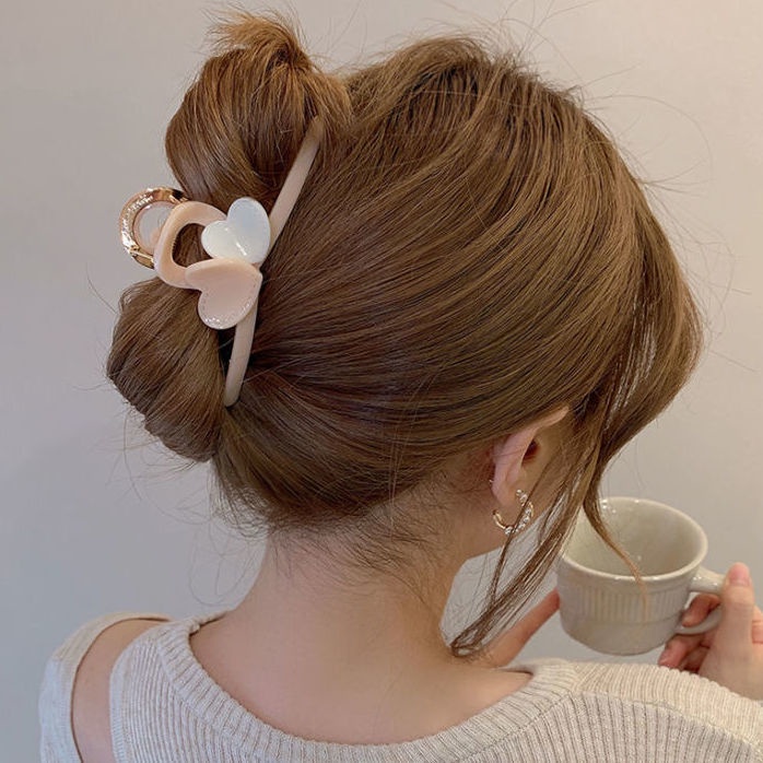 Kẹp Tóc Hình Trái Tim Màu Trà Sữa Dễ Thương Dành Cho Nữ