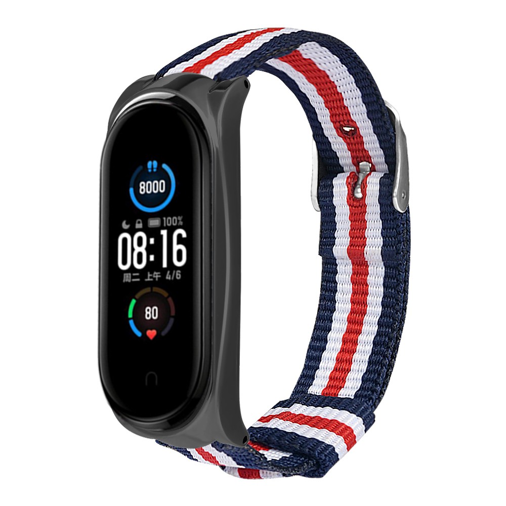 Dây Đeo Tay Bằng Vải Canvas Kẻ Sọc Thoáng Khí Thay Thế Cho Xiaomi Mi band 7 / 6 / 5 NFC Xiaomi Mi band 4 3