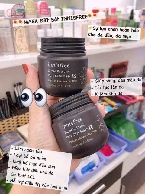 Mặt nạ đất sét Innisfree tro núi lửa super volcanic pore clay mask 2X - Chính hãng