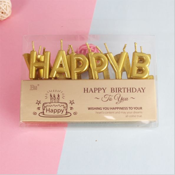 Phụ kiện trang trí bánh sinh nhật bánh kem - NẾN CHỮ HAPPY BIRTHDAY nhiều màu