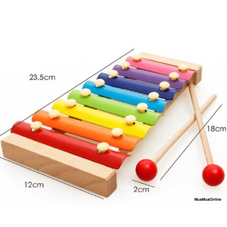 Đồ Chơi Đàn Gỗ 8 Thanh Cho Bé + 2 Thanh Gõ
