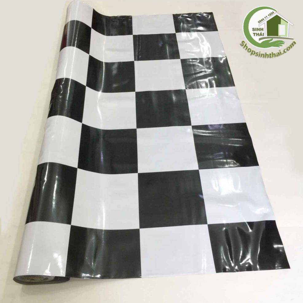 Simili trải sàn - thảm nhựa pvc trải sàn sọc caro trắng đen - 1m²