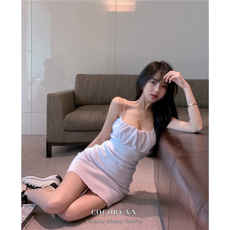 Cocory vn Đầm Hai Dây Dáng Ôm Hở Lưng Quyến Rũ Thời Trang Cho Nữ