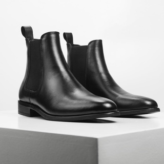 Giày Boots thời trang nam phong cách Chelsea boots màu đen chất liệu da bò