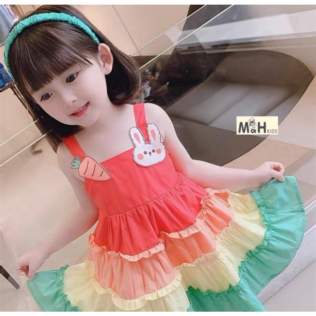 VAY32 - Váy xòe cầu vồng, chất thô mềm cho bé từ 14-28kg, Richkid123