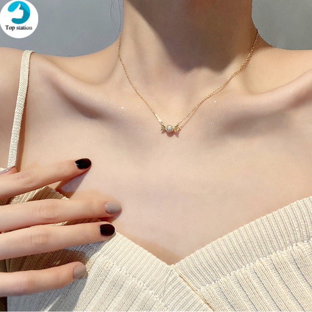Vòng Cổ Choker Mặt Hình Viên Kim Cương Mini Màu Vàng Kim Cương Lấp Lánh Thời Trang Cho Nữ