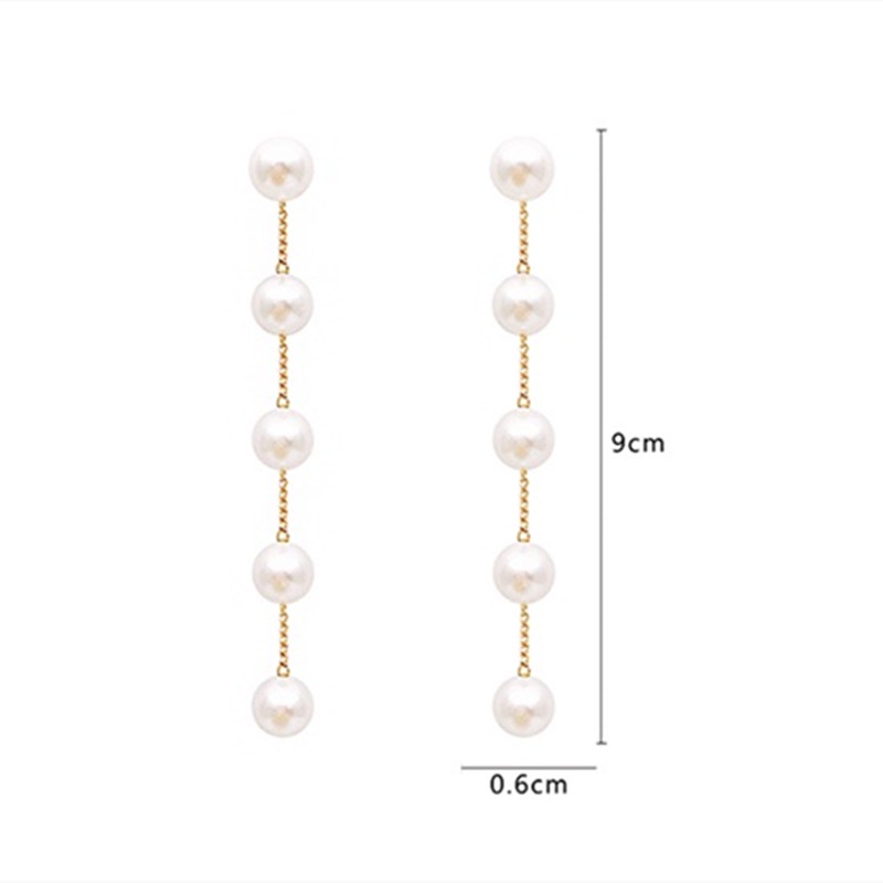 Bông Tai Mạ Bạc 925 Dáng Dài Phối Tua Rua Đính Ngọc Trai Xinh Xắn