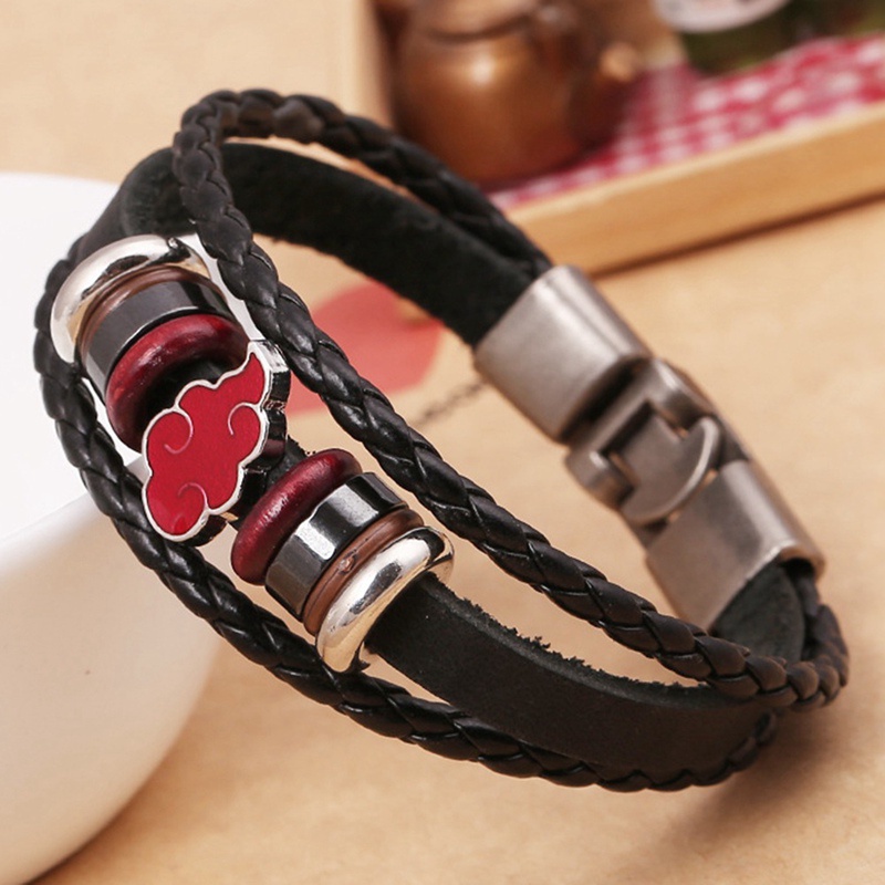 flowersqueen Vòng Tay Da Gắn Mặt Hình Naruto Phong Cách Nhật Bản