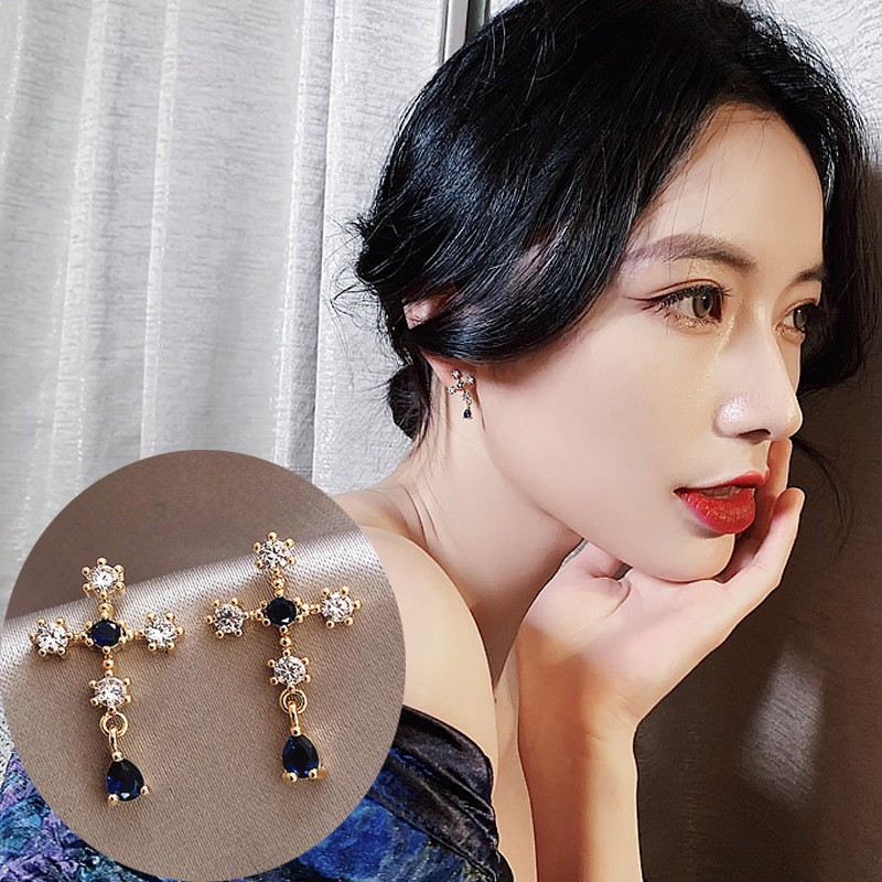 Khuyên Tai Nữ Hình Chữ Thập Thời Trang Hàn Quốc