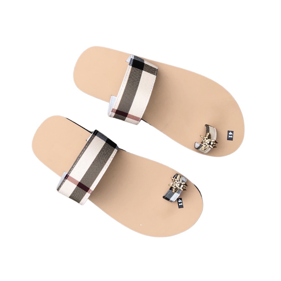 sandal đồng nai dép sỏ ngón nữ ( đế kem sữa quai sọc ca rô vàng ) size từ 35 nữ đến 42 nữ