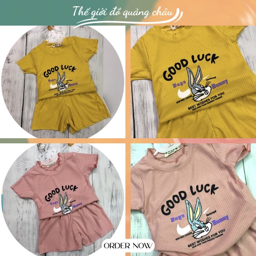 Set Bộ Bé Gái Hình Thỏ Đáng Yêu - Chất Lụa Tăm Mát Mẻ - Hàng Quảng Châu Cao Cấp