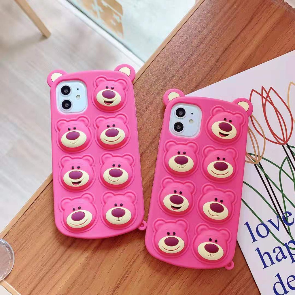 Ốp điện thoại TPU silicon họa tiết gấu Lotso 3D Iphone 11 12 13 Pro Max 12pro 13pro Se 2020 X Xs Max Xr 6 6s 7 8 Plus