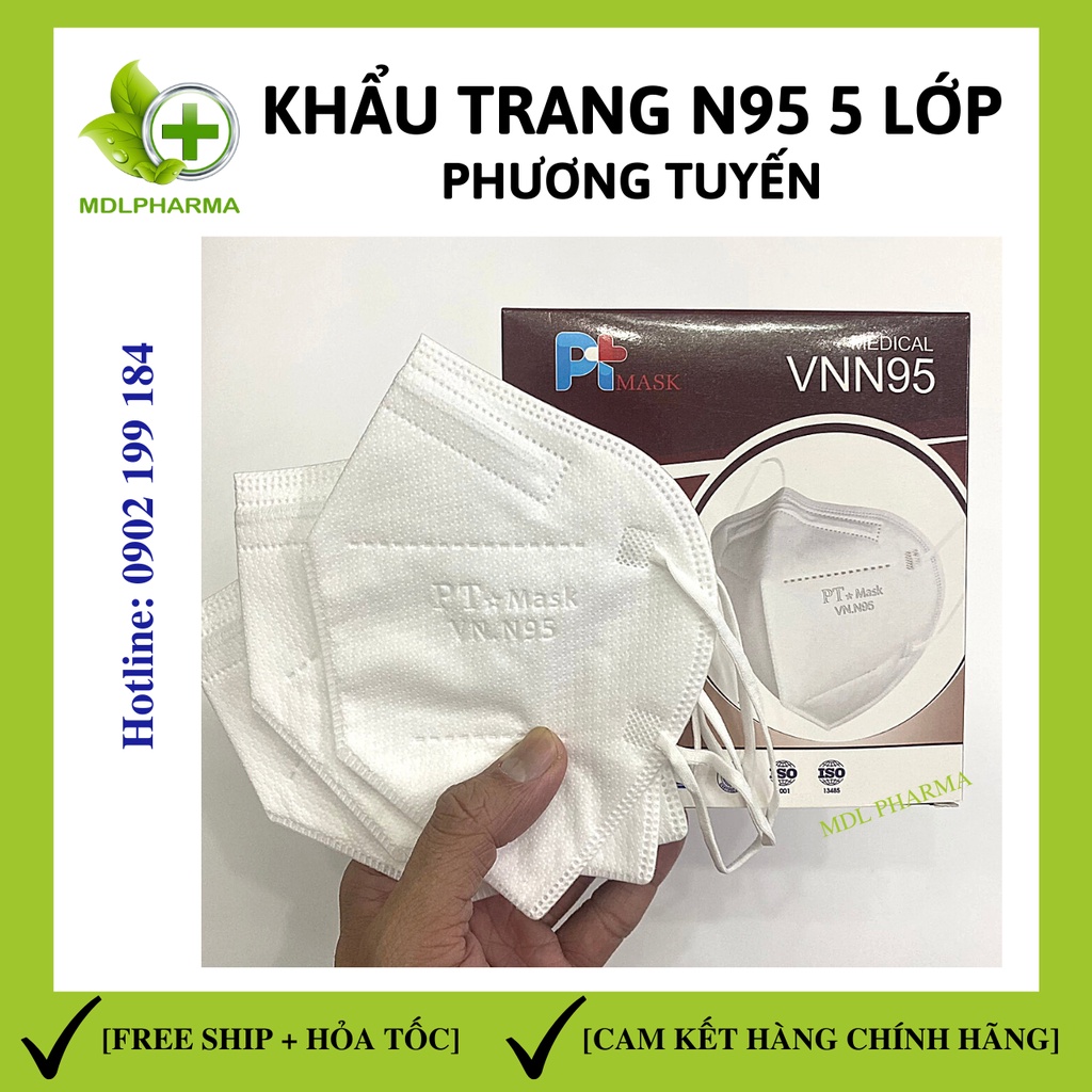 [1 HỘP 10 CÁI] Khẩu trang N95 5 lớp dày dặn, hàng công ty chính hãng, công nghệ Nhật Bản, chống vi khuẩn và bụi mịn