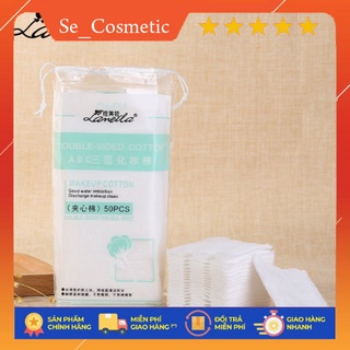 Bông tẩy trang Lameila 3 lớp đàn hồi co dãn túi 50 miếng tiện lợi