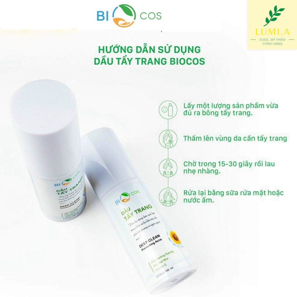 Dầu tẩy trang Biocos sạch lớp trang điểm dưỡng ẩm và ngừa mụn 10ml LuMi.A | BigBuy360 - bigbuy360.vn
