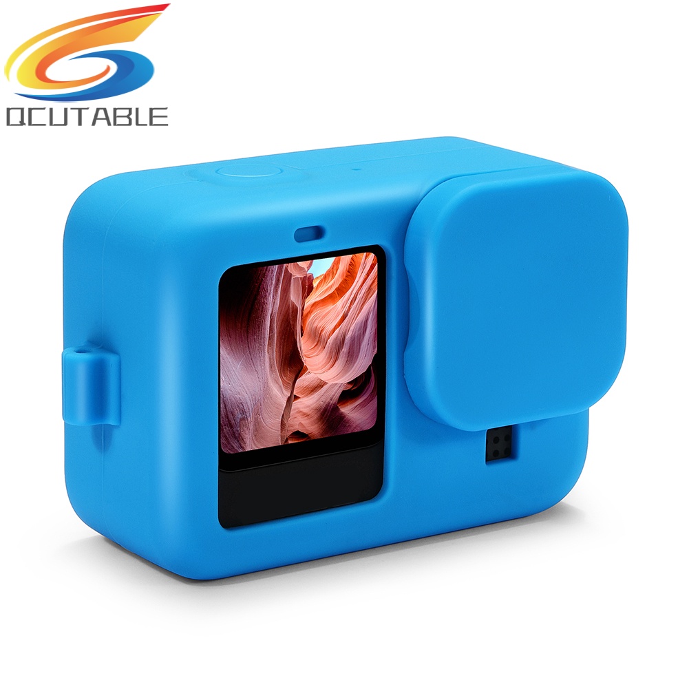 Vỏ silicone bảo vệ kèm nắp ống kính và dây đeo cho GoPro Hero 9