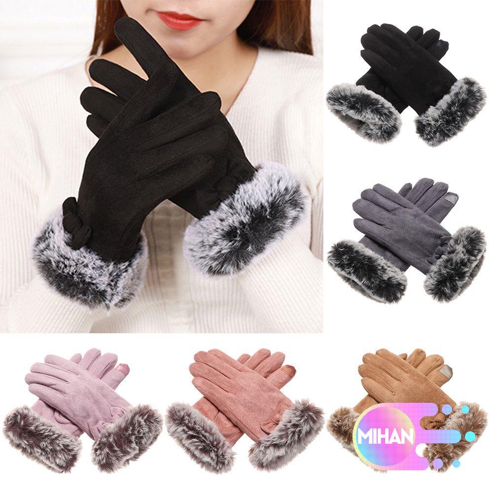 Găng tay da lộn MIHAN1 giữ ấm thời trang cho nữ