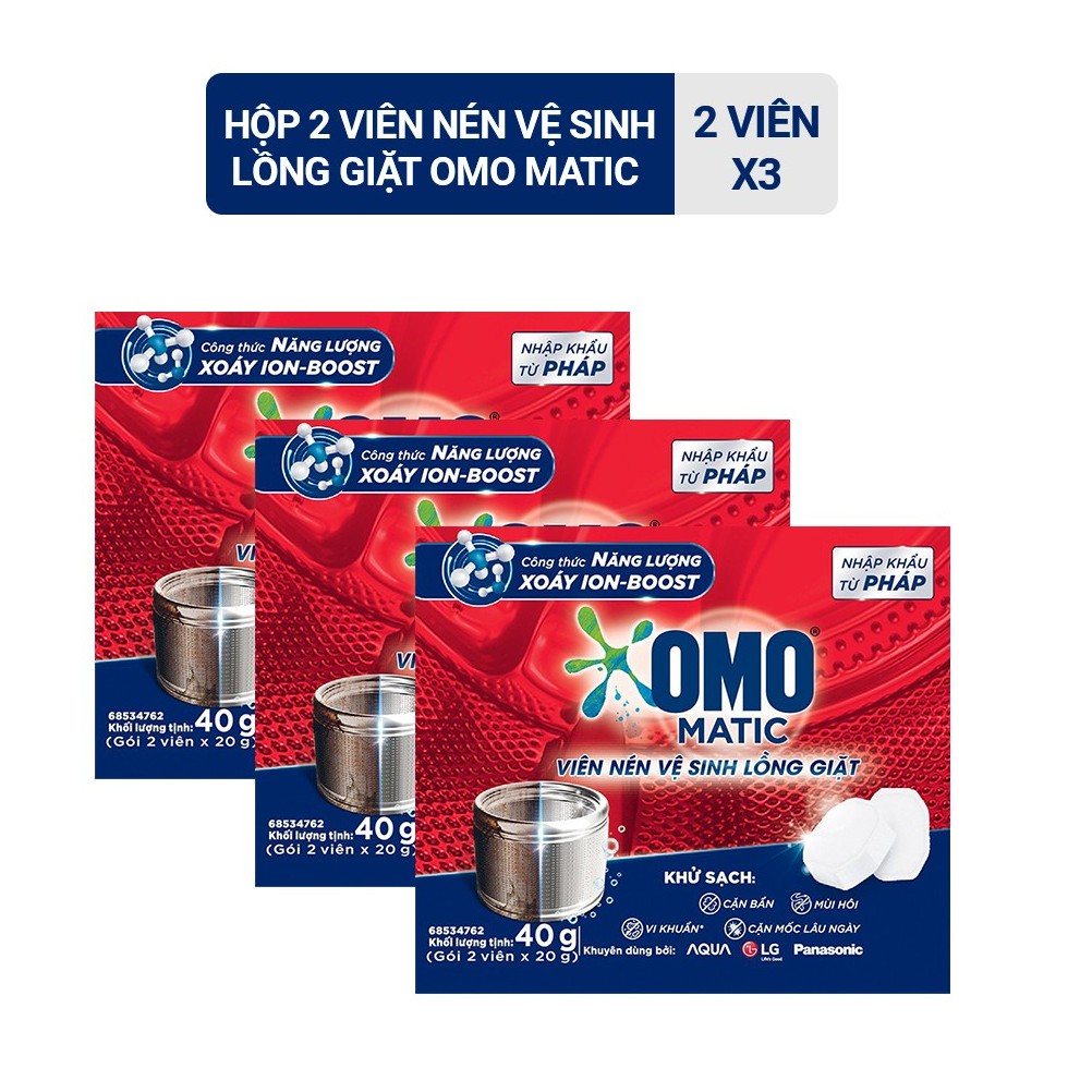 Combo 3 hộp : 2 Viên Nén Vệ Sinh Lồng Giặt OMO Matic 40gr/hộp