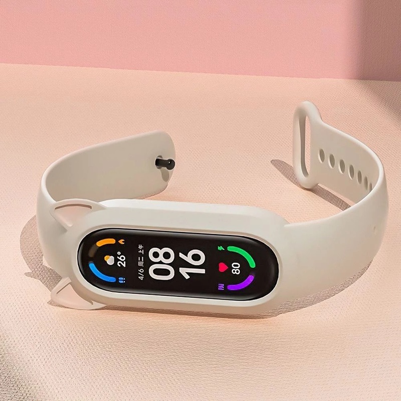 Dây Đeo Cổ Tay Bằng Silicone Mềm Hình Tai Mèo Cho Xiaomi Mi Band 3/4/5/6/