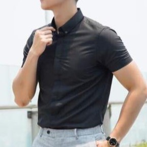 Áo SƠ MI CỘC TAY Nam, Chất Vải Lụa Không Nhăn, Thoáng Mát, Lịch Sự, Dáng Slimfit Hàn Quốc | BigBuy360 - bigbuy360.vn