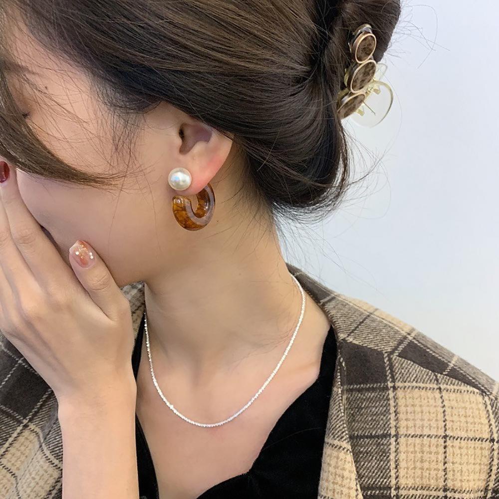 JARRED Bông Tai Dạng Vòng Thời Trang Hàn Quốc Bằng Resin Thanh Lịch Cho Nữ