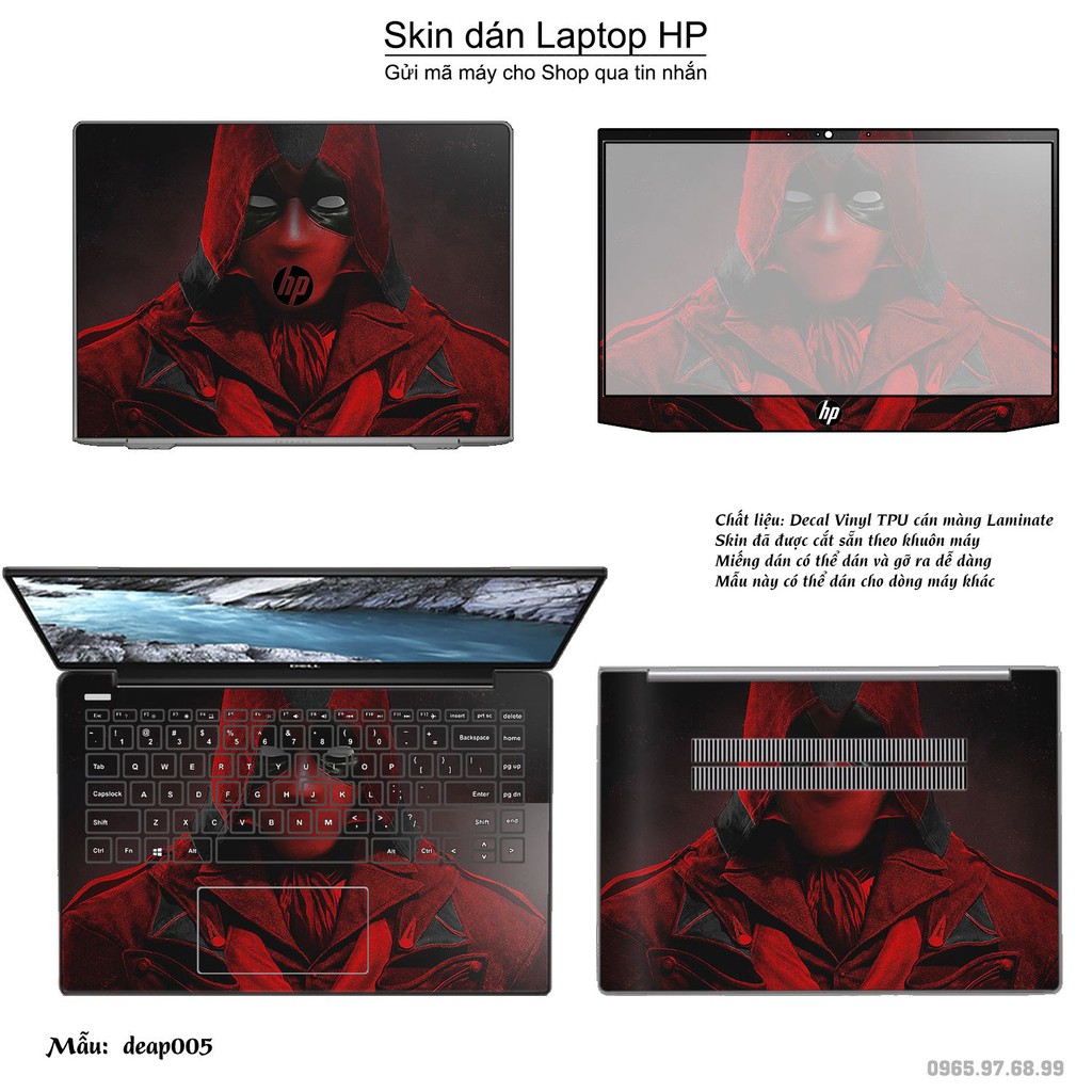 Skin dán Laptop HP in hình Deadpool (inbox mã máy cho Shop)