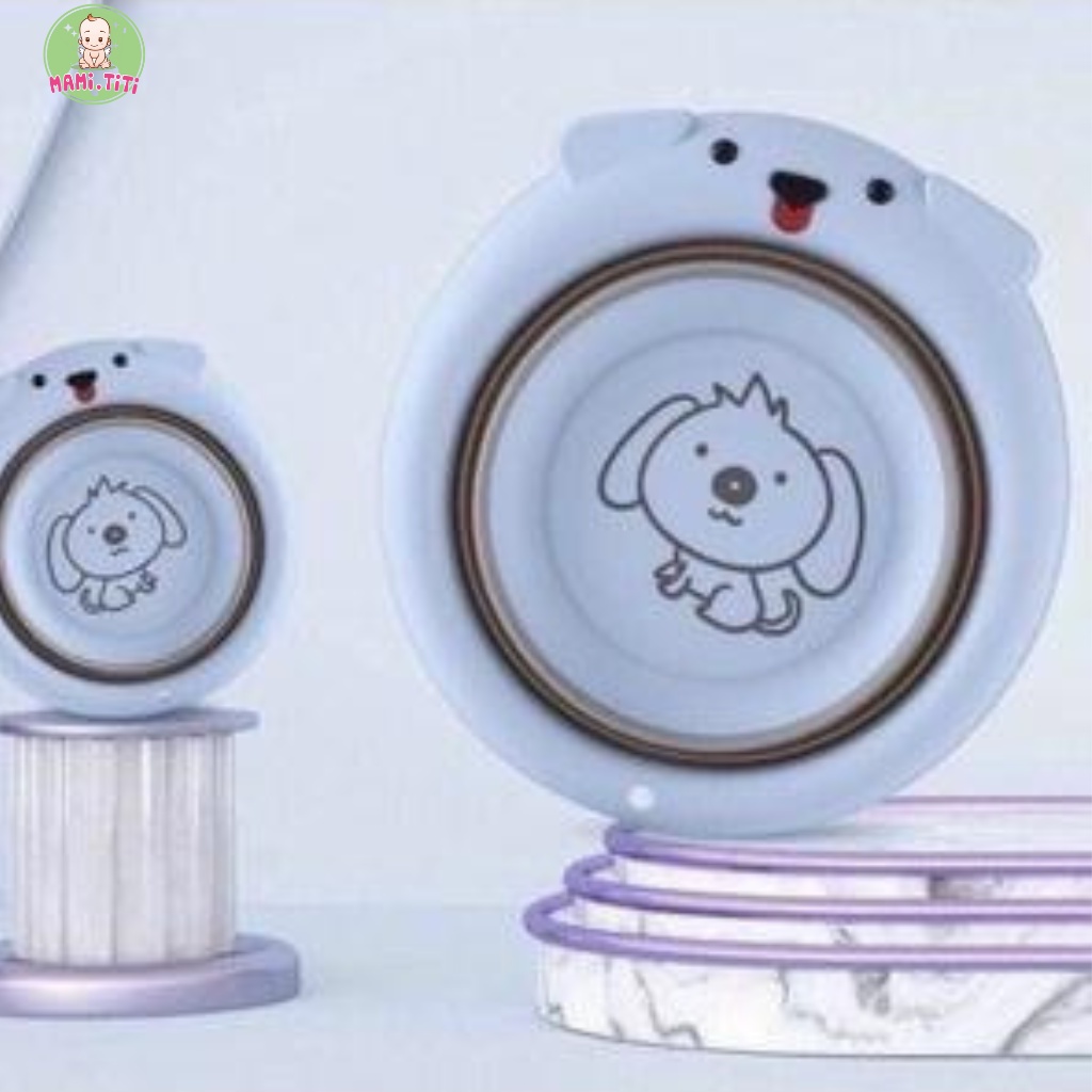 Chậu rửa mặt gấp gọn, CHẬU RỬA MẶT SILICON GẤP GỌN CHO BÉ HÌNH CÚN