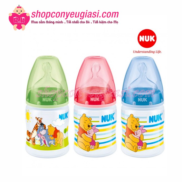 Bình Sữa Nuk Disney 150ml (Núm silicone, Nhựa PP, 0-6m ) - Made in Germany