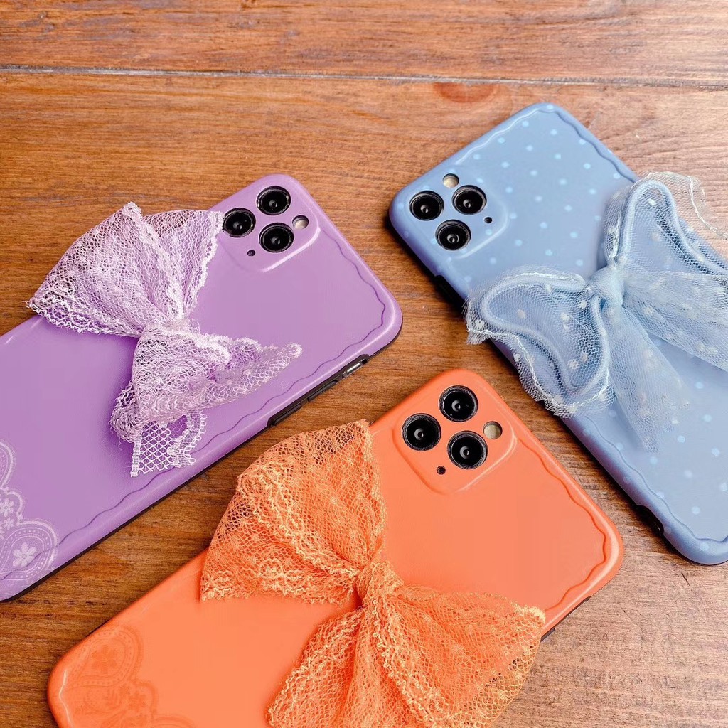 ốp điện thoại Họa Tiết Ren Đính Nơ Dễ Thương Cho Iphone 7 8plus X Xr Xsmax 11 Pro Promax | BigBuy360 - bigbuy360.vn