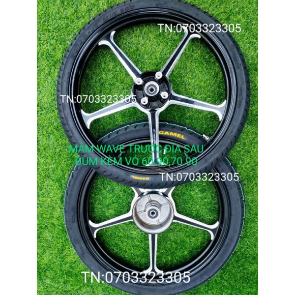 CẶP BÁNH MÂM CNC AT RACING 1.4 1.6 GẮN XE WAVE, FUITRO TRƯỚC ĐĨA SAU ĐÙM CÓ 3 MÀU XANH, ĐỎ ,ĐEN .KÈM VỎ CAMEL 60.70
