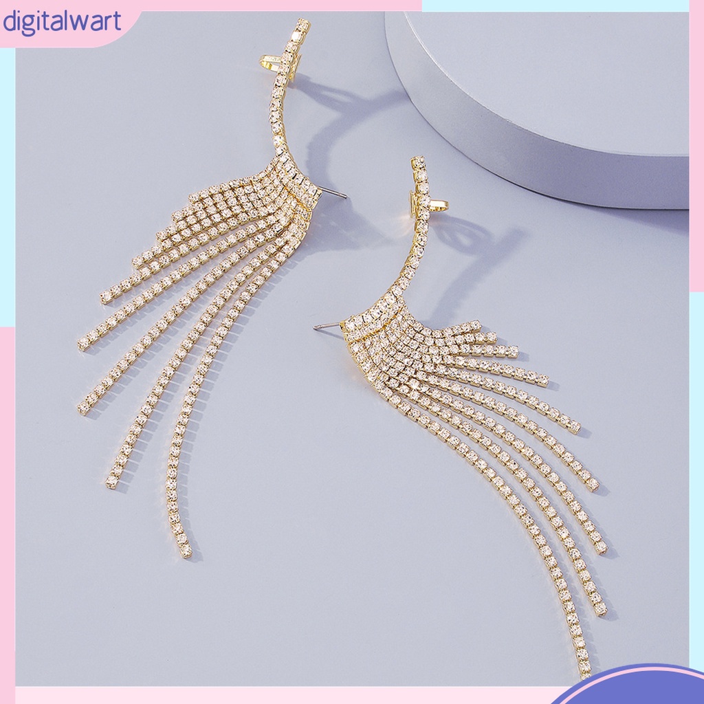 1 Đôi Bông Tai Dáng Dài Đính Đá Lấp Lánh Thời Trang Dự Tiệc