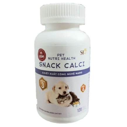 Canxi cho chó mèo SNACK CALCI hộp 120 viên, bổ sung canxi, omega 3, 6 chăm sóc da, lông, xương