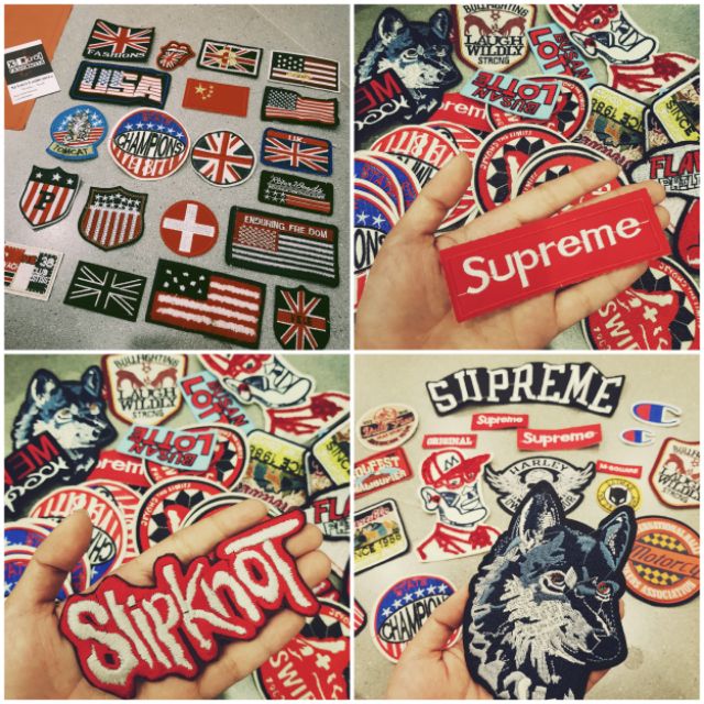 [Mua 4 tặng 1] Sticker lô gô , patches ủi , miếng thêu dán vào quần jean , áo khoác